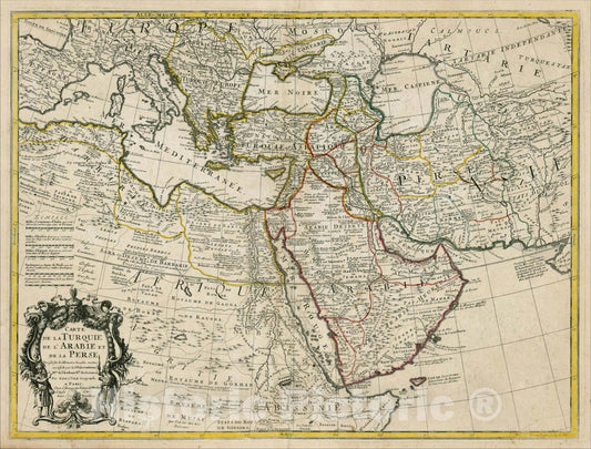 Historic Map : Carte De La Turquie De L'Arabie et De La Perse, 171, 1701, Guillaume De L'Isle, Vintage Wall Art