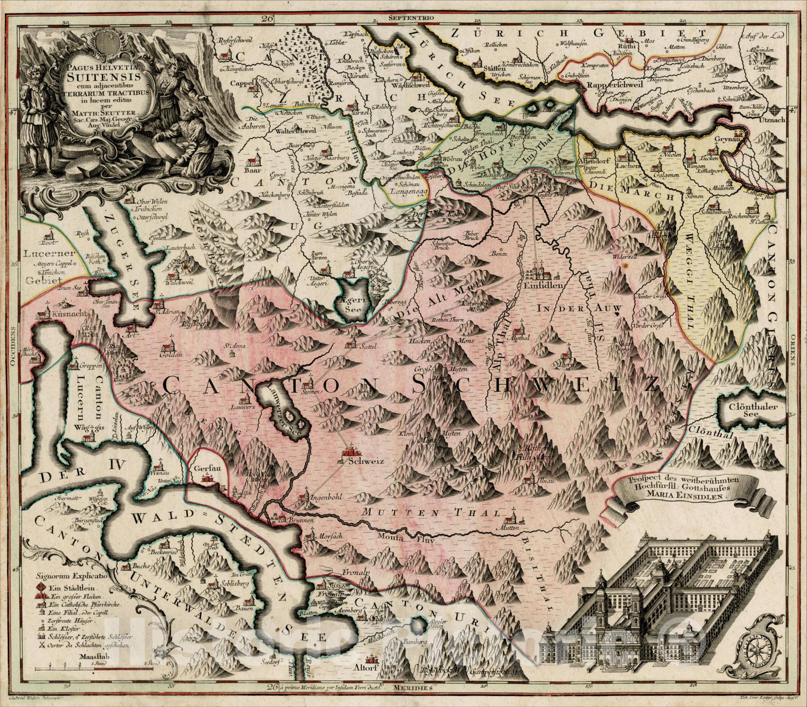 Historic Map : Pagus Helvetia Suitensis cum adjacentibus Terrarum Tractibus in lucem editus , c1760, , Vintage Wall Art