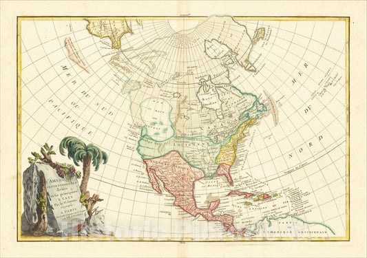 Historic Map : L'Amerique Septentrionale divisee en ses principaux Etats?1762 [Sea of the West], 1762, Jean Janvier, v1, Vintage Wall Art