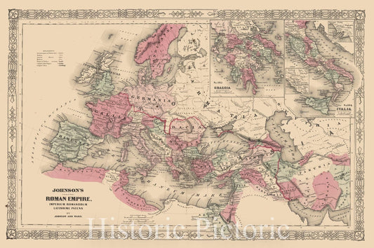 Historic Map : Johnson's Roman Empire, 1864, , Vintage Wall Art