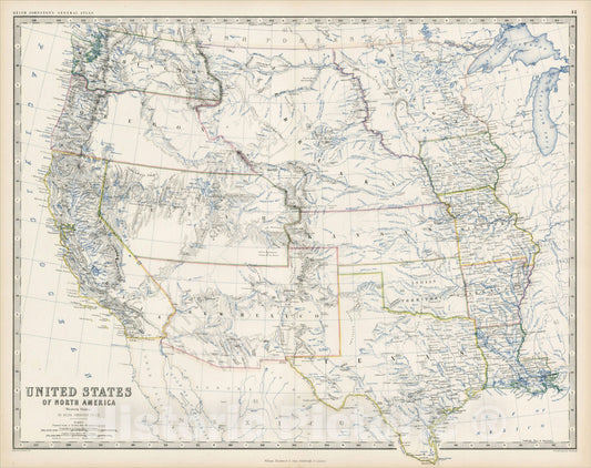 Historic Map : United States of North America (Western Sheet), c1855, , Vintage Wall Art
