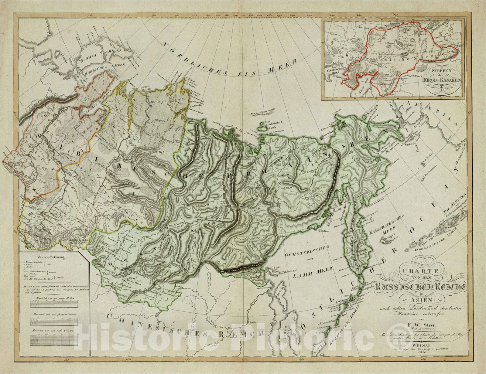 Historic Map : Charte von Dem Russischen Reiche in Asien, 1811, 1811, , Vintage Wall Art