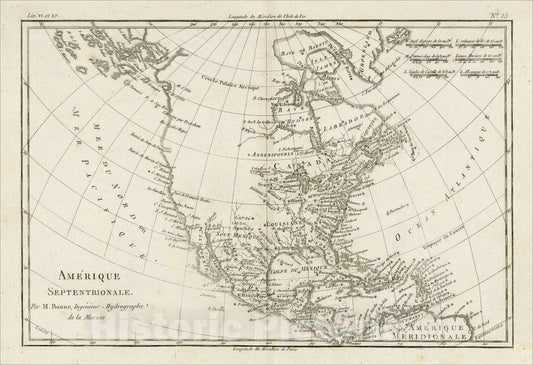 Historic Map : Amerique Septentrionale, 1787, , Vintage Wall Art