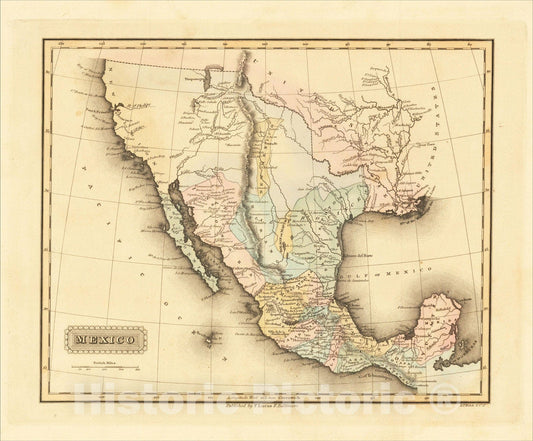 Historic Map : Mexico, 1823, Fielding Lucas Jr., v1, Vintage Wall Art