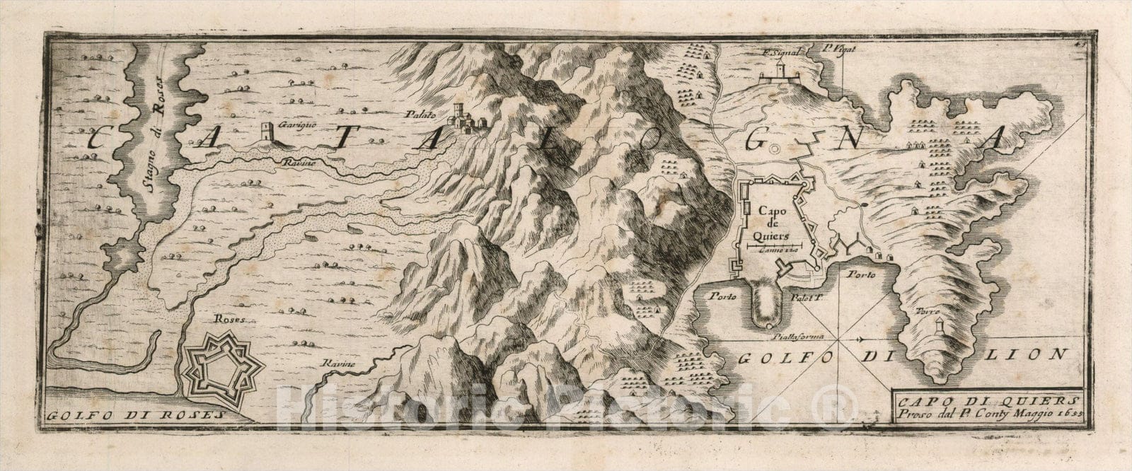 Historic Map : Capo Di Quiers Preso dal P. Conty Maggio 1655, c1655, Anonymous, Vintage Wall Art