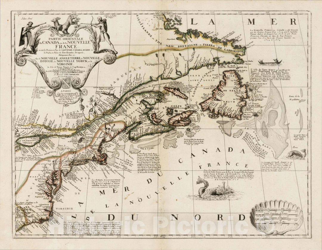 Historic Map : Partie Orientale du Canada ou de la Nouvelle France, 1689, , Vintage Wall Art
