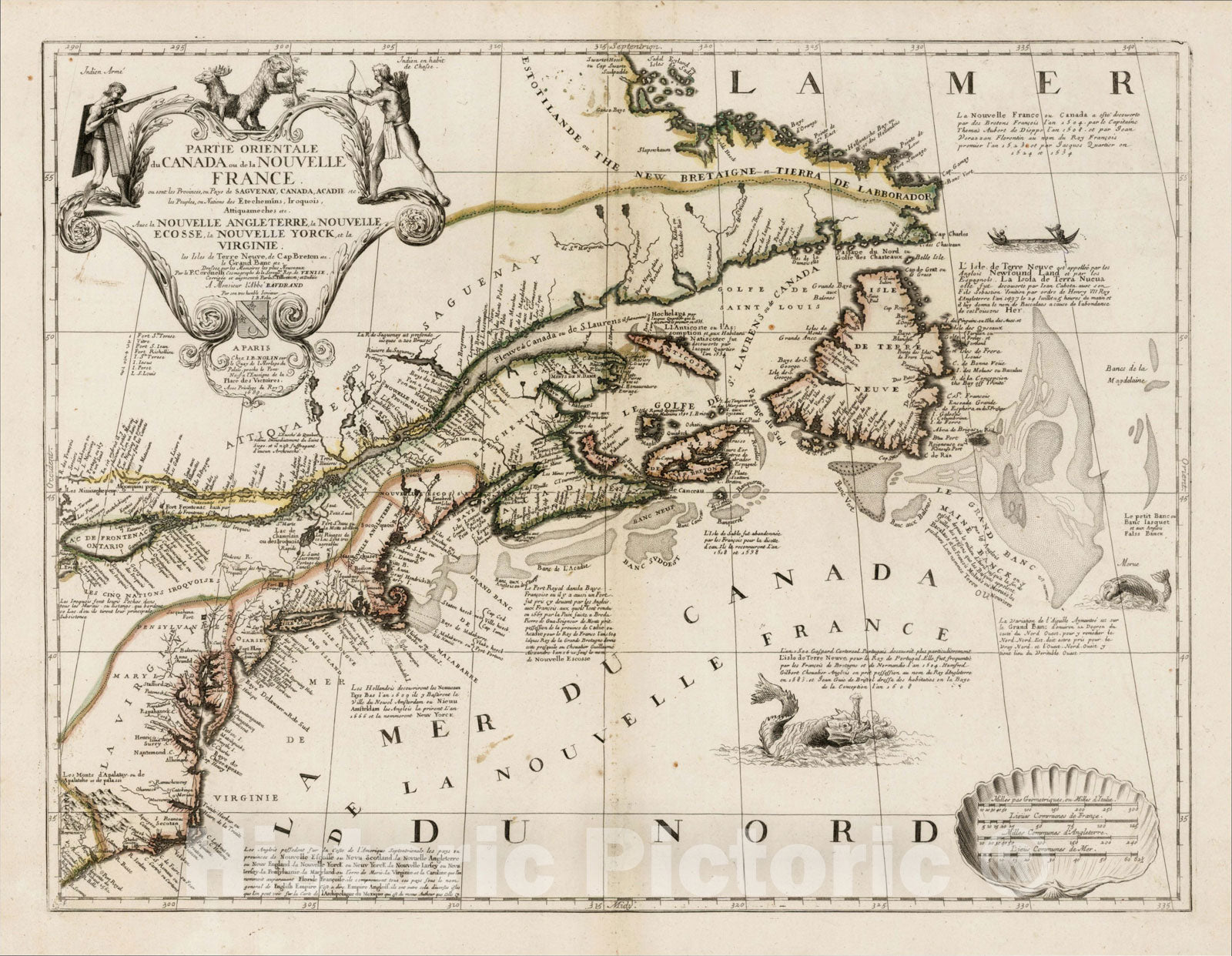 Historic Map : Partie Orientale du Canada ou de la Nouvelle France, 1689, , Vintage Wall Art