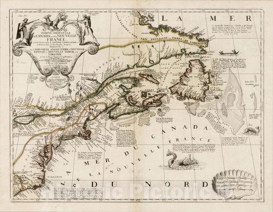 Historic Map : Partie Orientale du Canada ou de la Nouvelle France, 1689, , Vintage Wall Art
