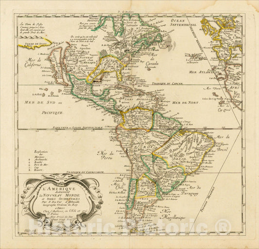 Historic Map : L'Amerique Autrement Le Nouveau Monde et Indes Occidentales, 1664 [1st complete state], 1664, , Vintage Wall Art