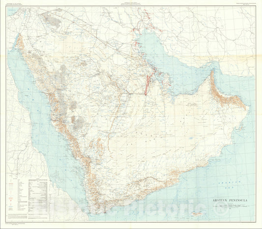 Historic Map : Arabian Peninsula, 1958, Directorate General of Petroleum & Mineral Affairs, v1, Vintage Wall Art