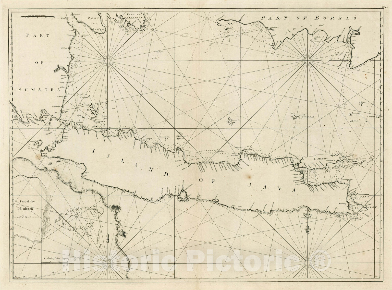 Historic Map : [Java Sea, Java and Parts of Sumatra, Borneo, Bali & Madura], 1779, William Herbert, Vintage Wall Art