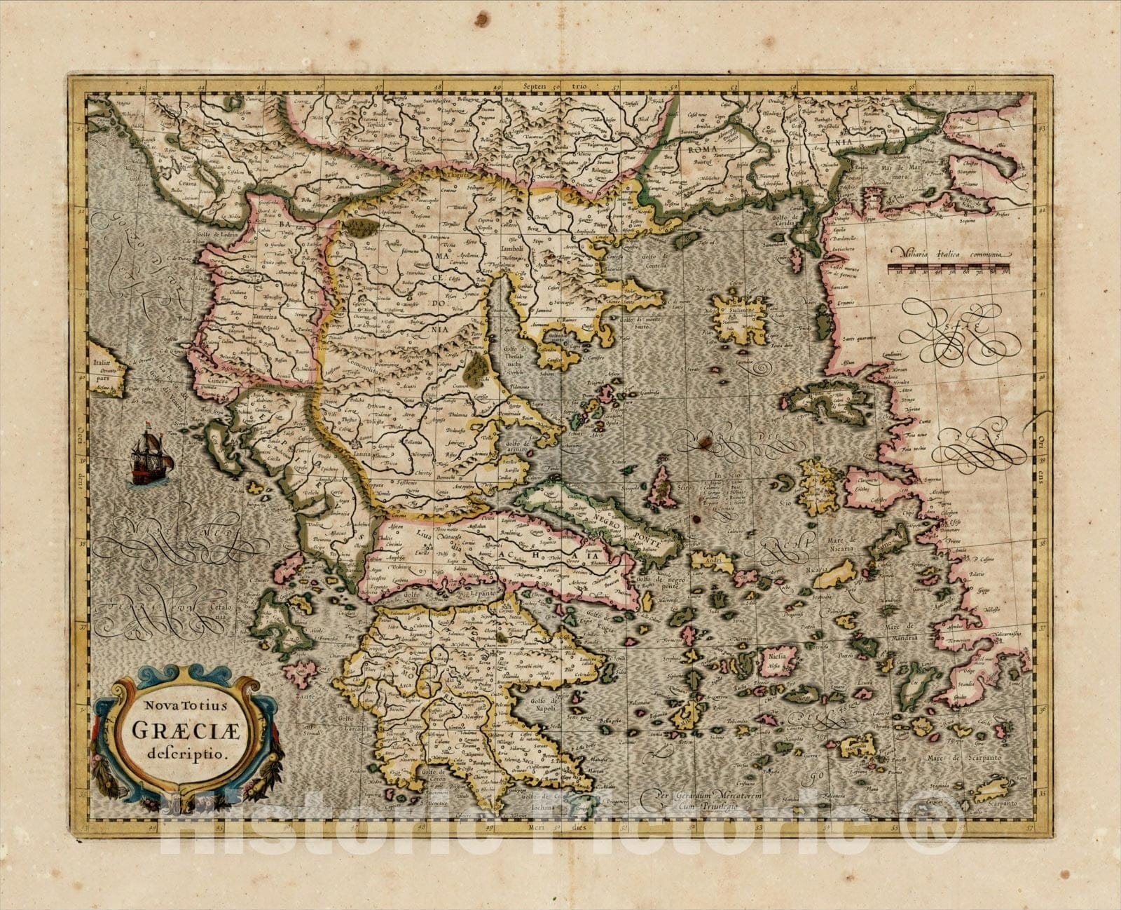 Historic Map : Nova Totius Graeciae descriptio, 1620, , Vintage Wall Art