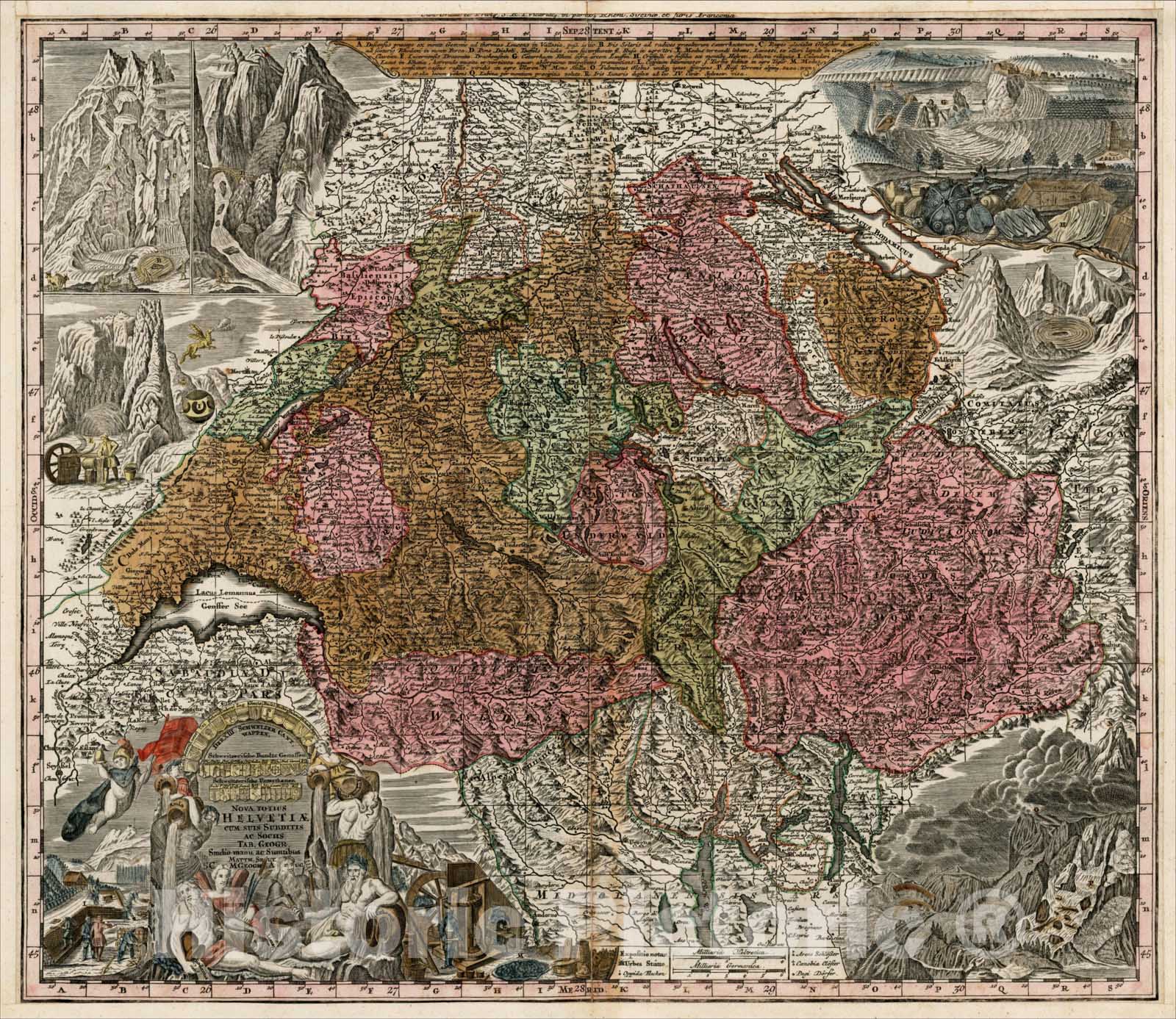 Historic Map : Nova Totius Helvetiae cum Suis Subditis Ac Sociis, c1730, , Vintage Wall Art