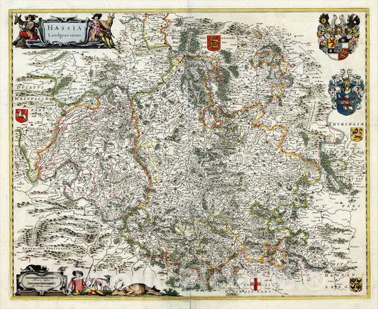 Historic Map : Hassia Langraviatus, c1685, , Vintage Wall Art