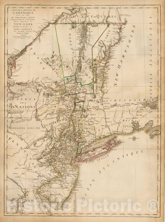 Historic Map : Carte Des Troubles De L'Amerique, 1778, George Louis Le Rouge, v1, Vintage Wall Art