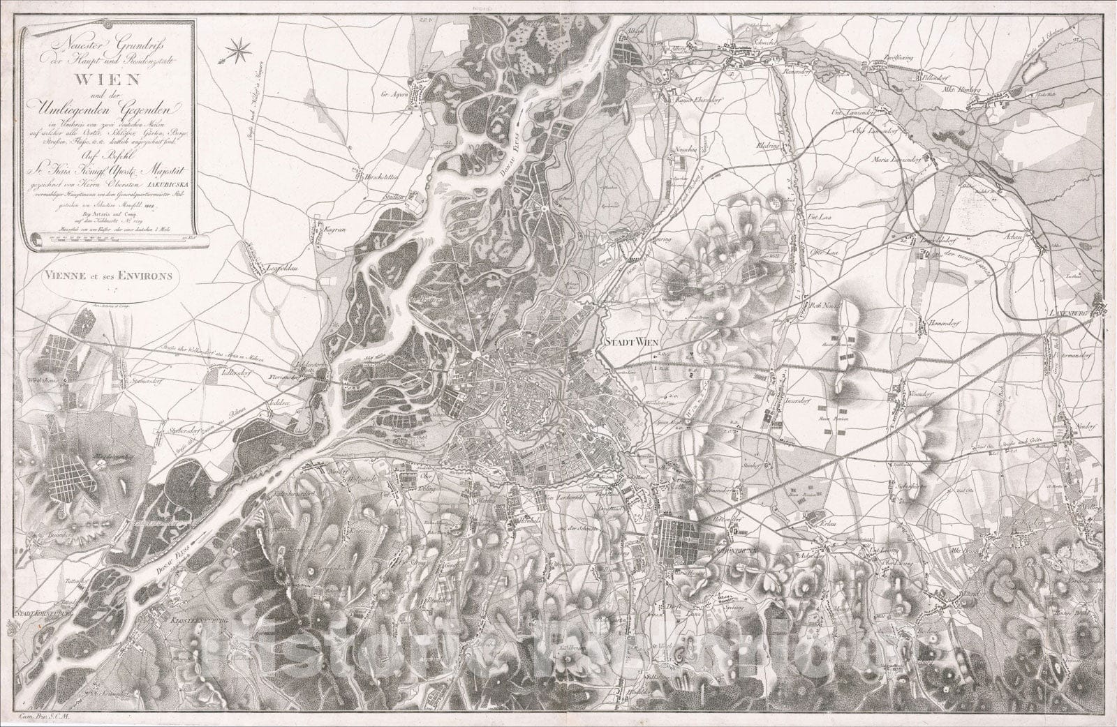 Historic Map : [Vienna] Neuester Grundriss der Haupt und Residenzstadt Wien, 1808, Vintage Wall Art