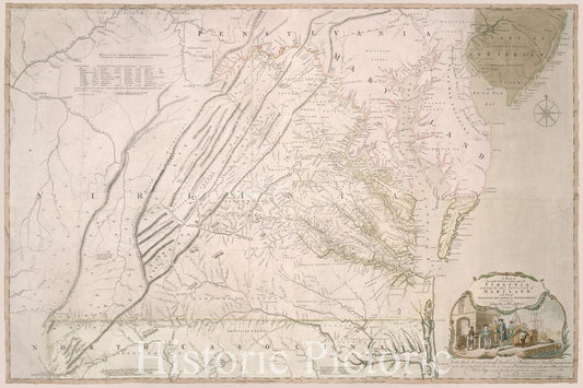 Virginia and Maryland - Fry-Jefferson Map, Unrecorded State, 1775 | Historical Map Print