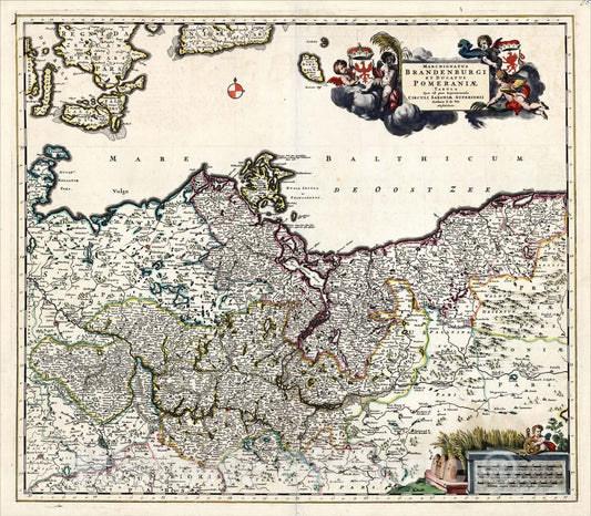 Historic Map : Marchionatus Brandenburgi et Ducatus Pomeraniae TAbula que est pars Septentrionalis Ciruculi Saxoniae Superiori, c1688, , Vintage Wall Art