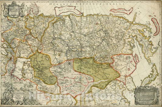 Historic Map : Nova Descriptio Geographica Tattariae Magnae tam orientalis, 1730, Philipp Johann Strahlenberg, v1, Vintage Wall Art