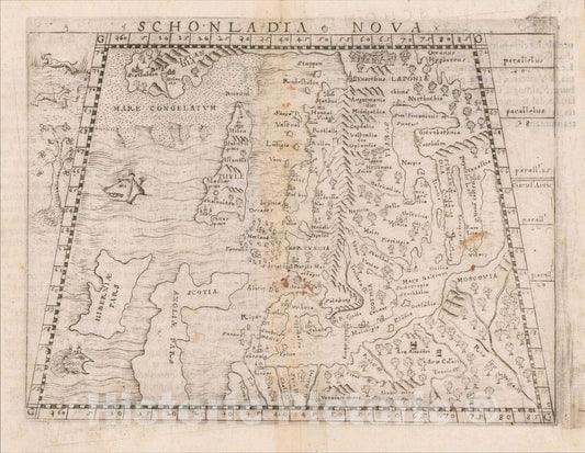 Historic Map : Schonladia Nova, 1548, Giacomo Gastaldi, Vintage Wall Art