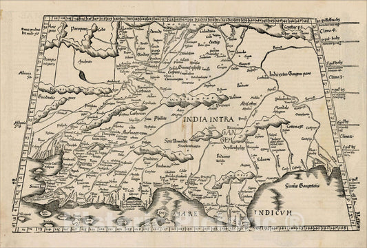 Historic Map : [India], 1535, Lorenz Fries, Vintage Wall Art