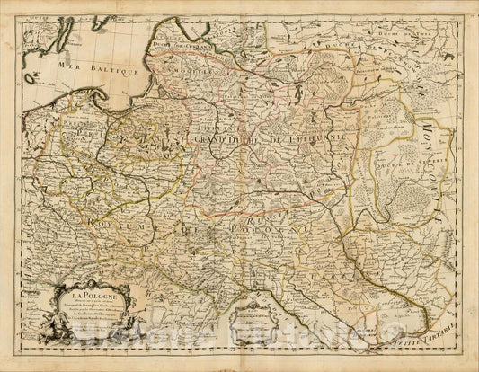 Historic Map : La Pologne Dressee sur ce qu'en ont donne Starovolsk, Beauplan, Hartnoch, 1702, 1702, Guillaume De L'Isle, Vintage Wall Art