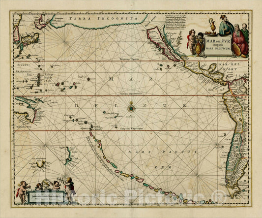 Historic Map : Mar Del Zur Hispanis Mare Pacificum, c1685, , Vintage Wall Art