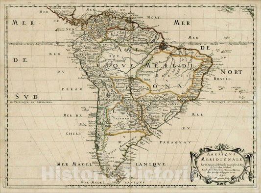 Historic Map : Amerique Meridionale, 1650, 1657, , Vintage Wall Art