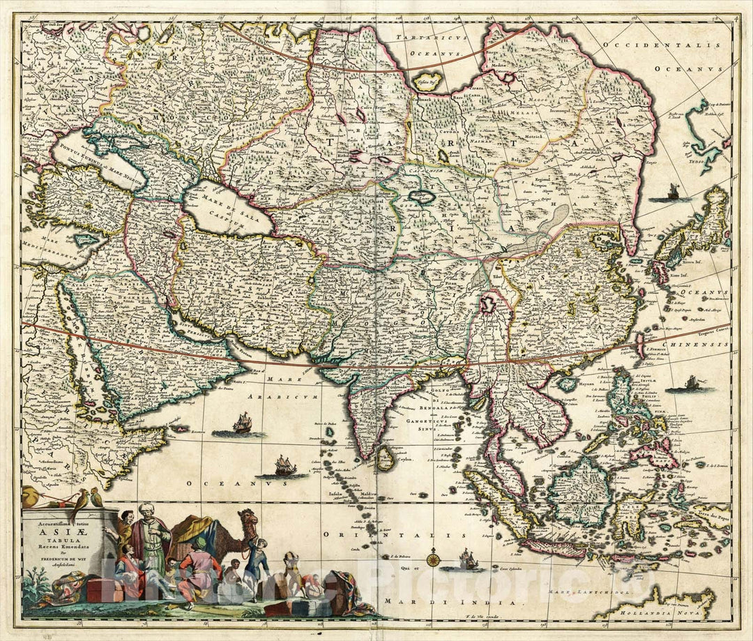 Historic Map : Accuratissima Totius Asiae Tabula Recens Emendata , c1688, Vintage Wall Art