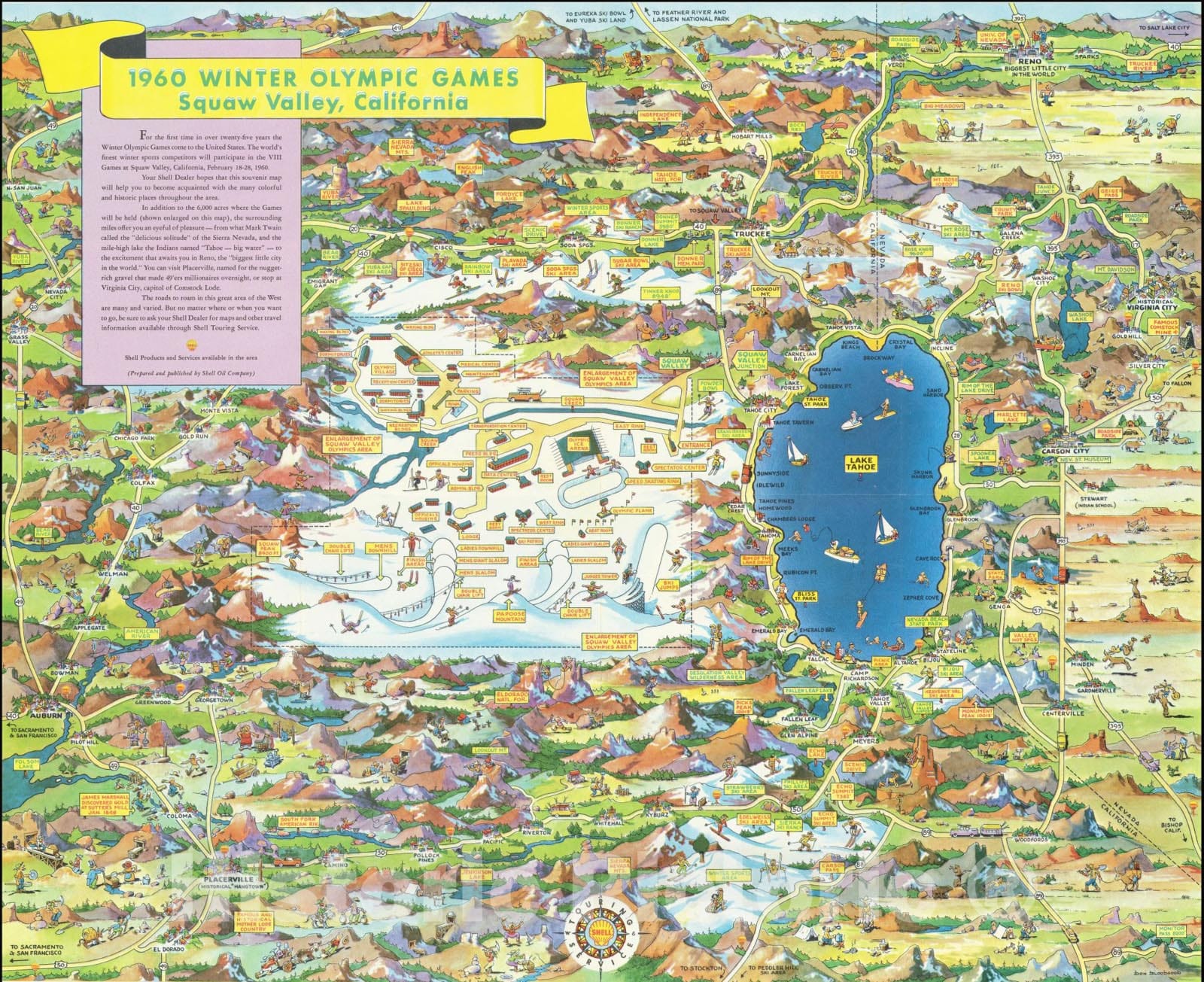 Historic Map : 1960 Winter Olympic Games Squaw Valley, California, 1960, Don Bloodgood, Vintage Wall Art