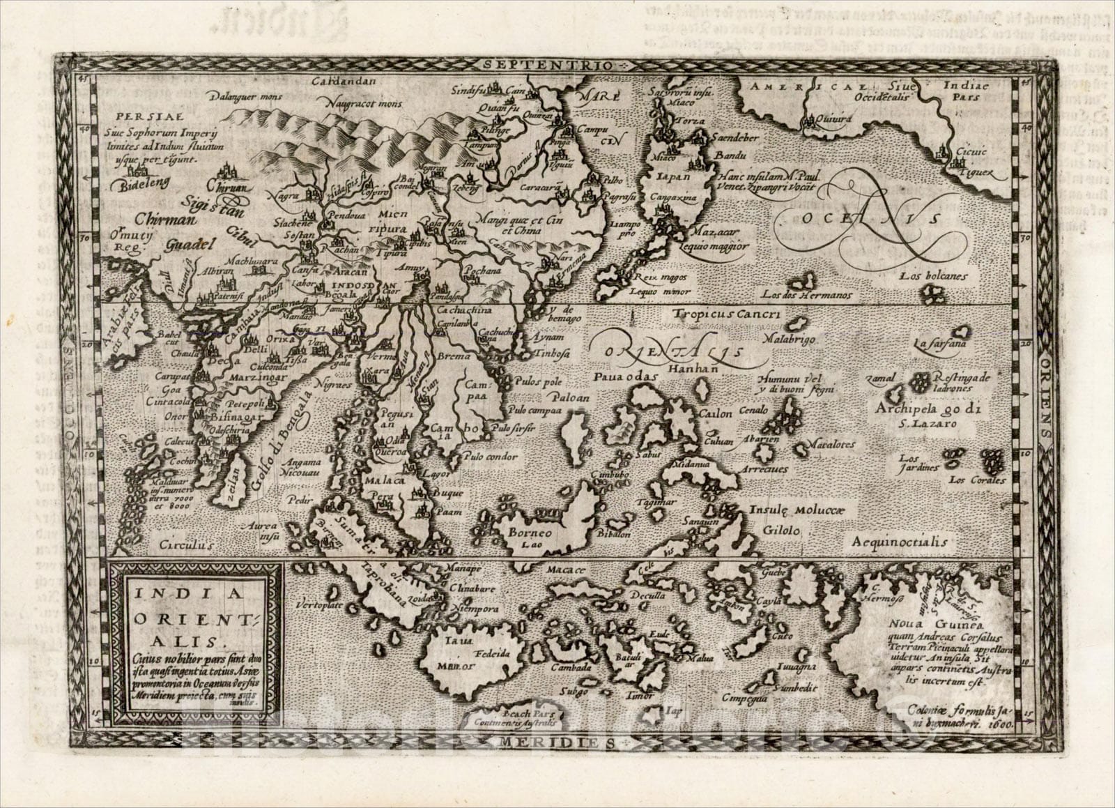 Historic Map : India Orientalis, 1600, 1600, Johann Bussemachaer, Vintage Wall Art