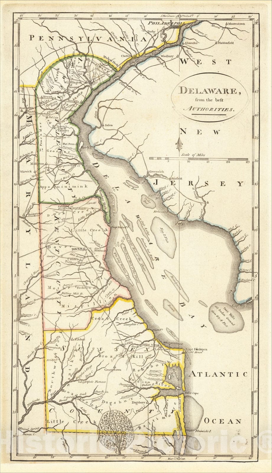 Historic Map : Delaware from the Best Authorities?, 1814, Mathew Carey, v1, Vintage Wall Art