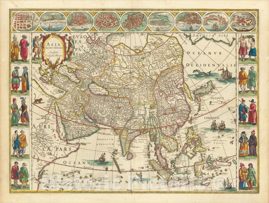 Historic Map : Asia Noviter Delineata, c1635, Willem Janszoon Blaeu, Vintage Wall Art