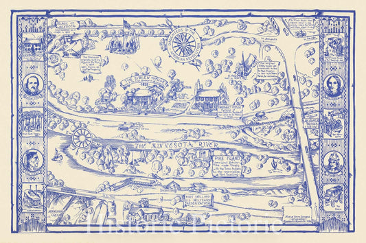 Fort Snelling and Minnesota River Valley - Pictorial Map, 1936