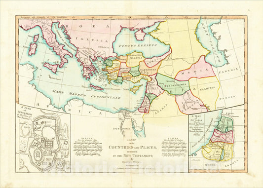 Historic Map : A Map of the Countries and Places, mentioned in the New Testament?, 1810, Samuel Dunn, Vintage Wall Art