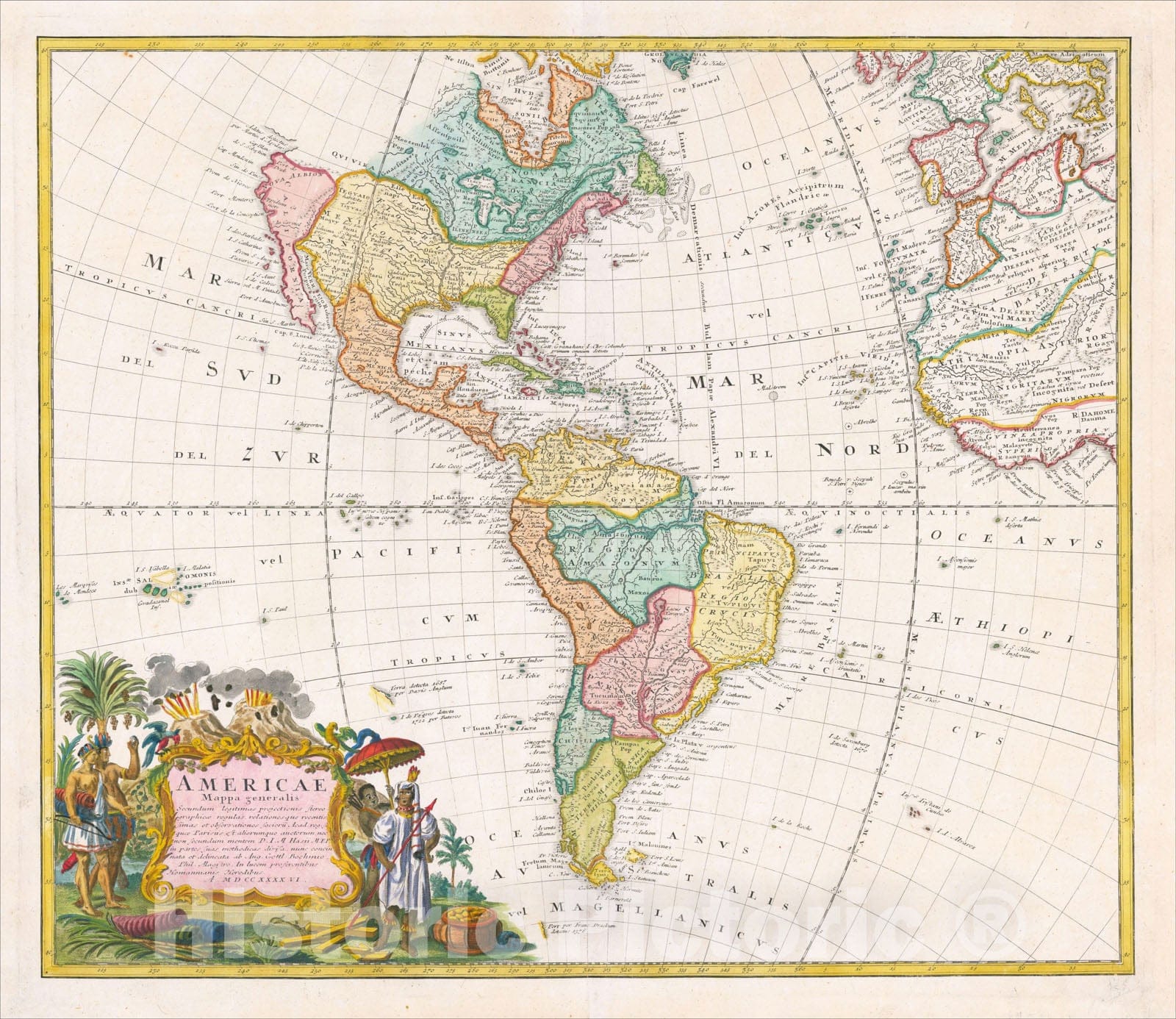 Historic Map : Americae Mappa generalis Secundum legimitas projectionis Stereiographiae regulas, MDCCXXXXVI, 1746, Homann Heirs, v1, Vintage Wall Art