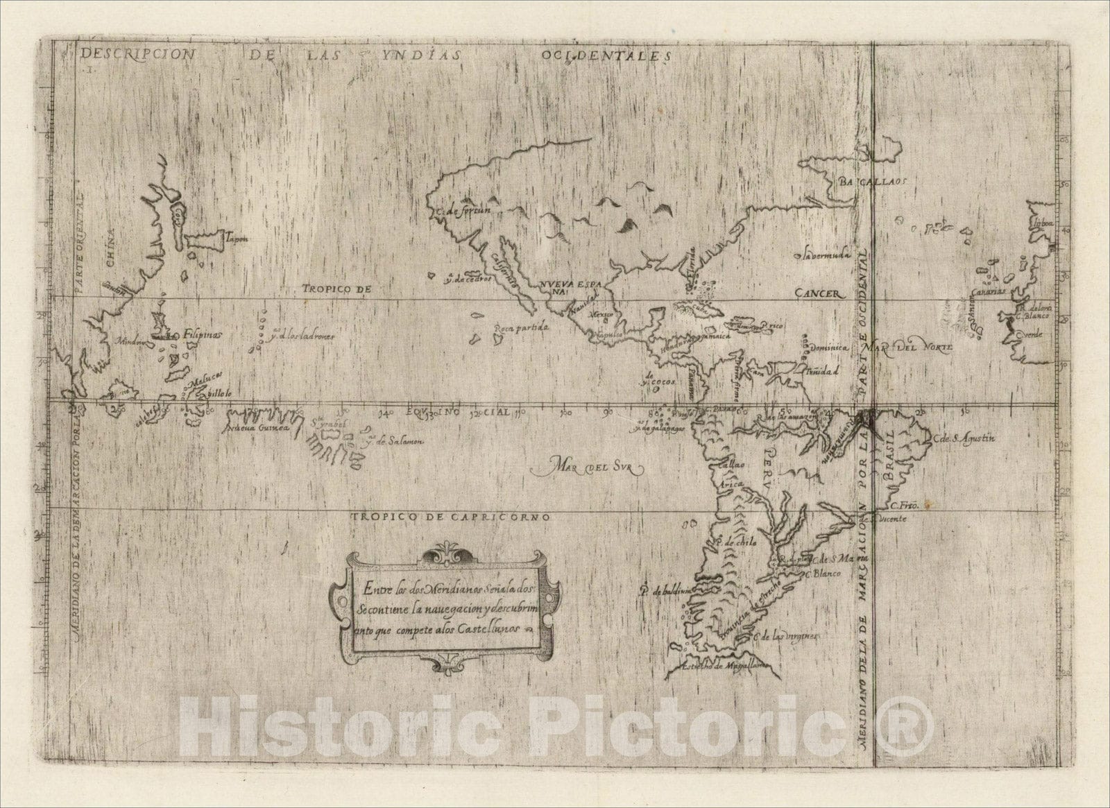 Historic Map : Descripcion De Las Yndias Ocidentales, 1601, Antonio de Herrera y Tordesillas, v1, Vintage Wall Art