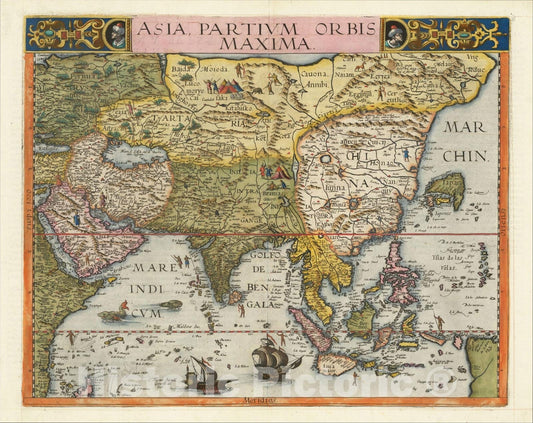 Historic Map : Asia, Partium Orbis Maxima, 1593, Gerard de Jode, Vintage Wall Art