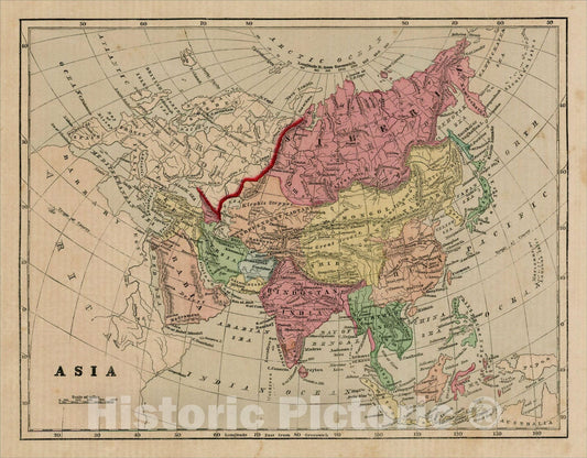 Historic Map : Asia, 1856, Sidney Morse, Vintage Wall Art