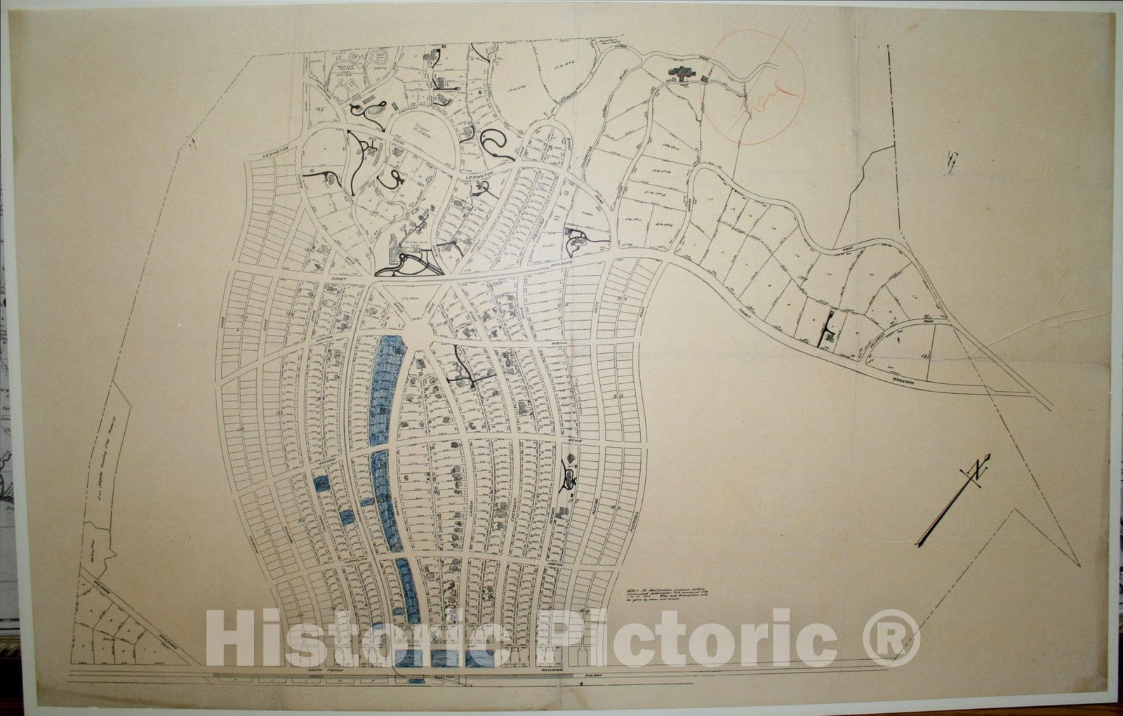 Historic Map : (Untitled Subdivision Map of Part of Beverly Hills Commercial District),, Anonymous, Vintage Wall Art