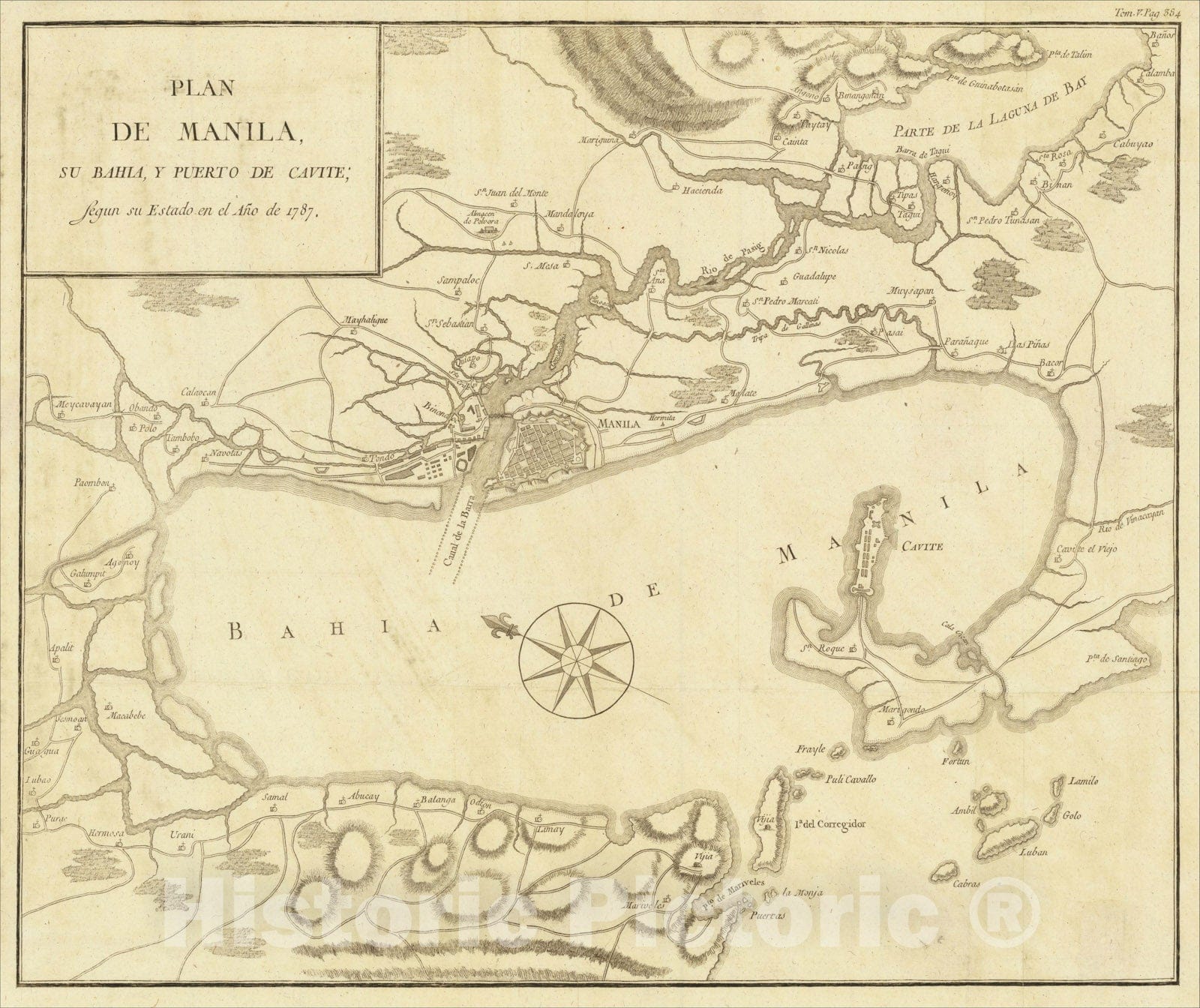 Historic Map : Plan de Manila, su Bahia y Puerto de Cavite; segun su Estado en el A? de 1787, 1790, Pedro de Gongora y Lujan, Duque de Almodovar, Vintage Wall Art
