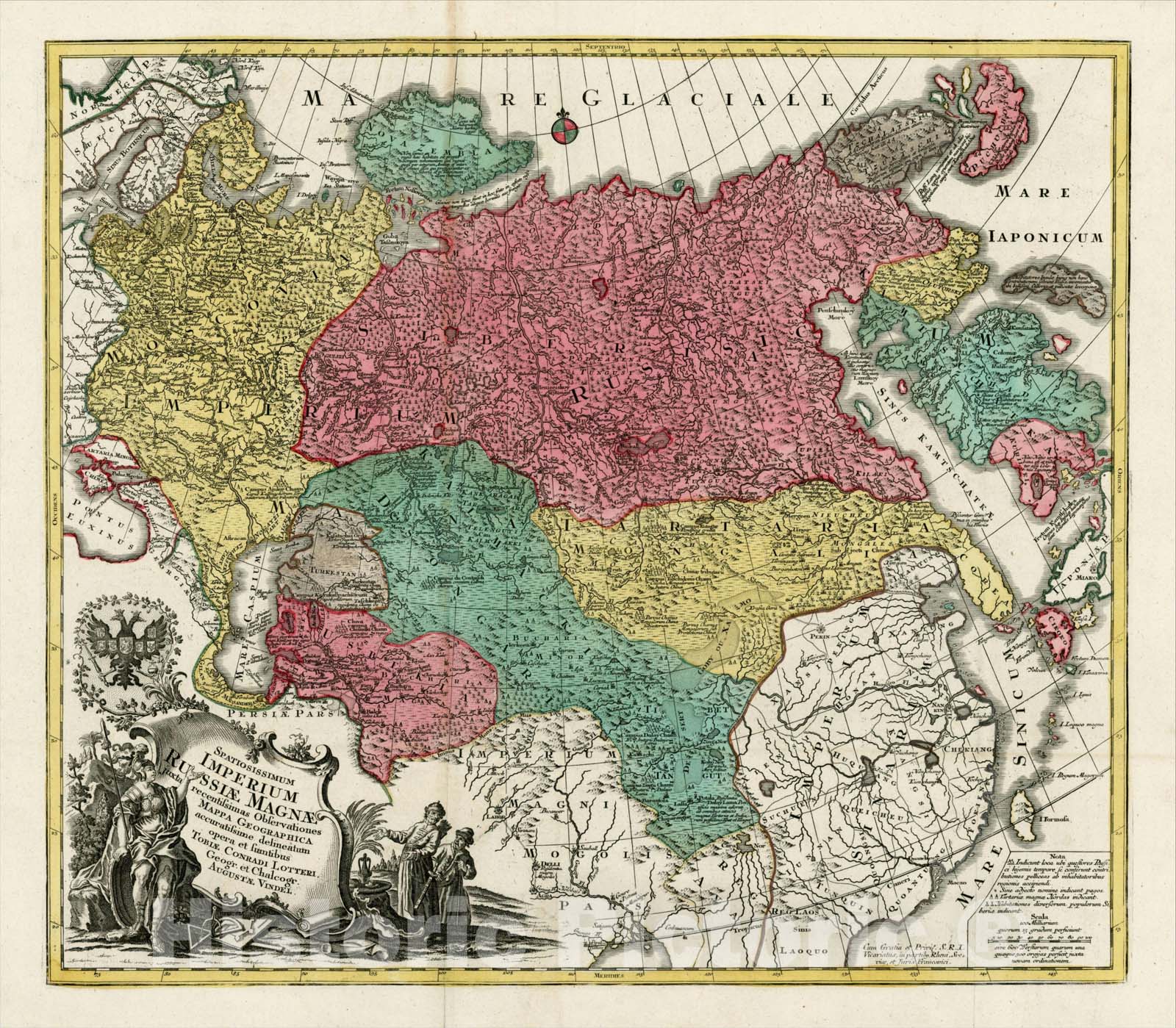 Historic Map : Spatiosissimum Imperium Russiae Magnae juxta recentissimas Observationes Mappa Geographica, 1760, Tobias Conrad Lotter, Vintage Wall Art
