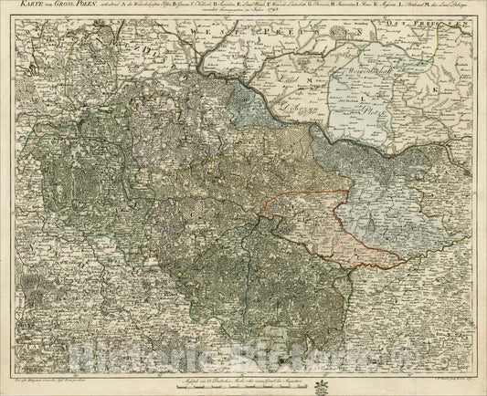 Historic Map : Karte von Gross=Polen, 1793, 1793, Johann Christoph Weigel, Vintage Wall Art