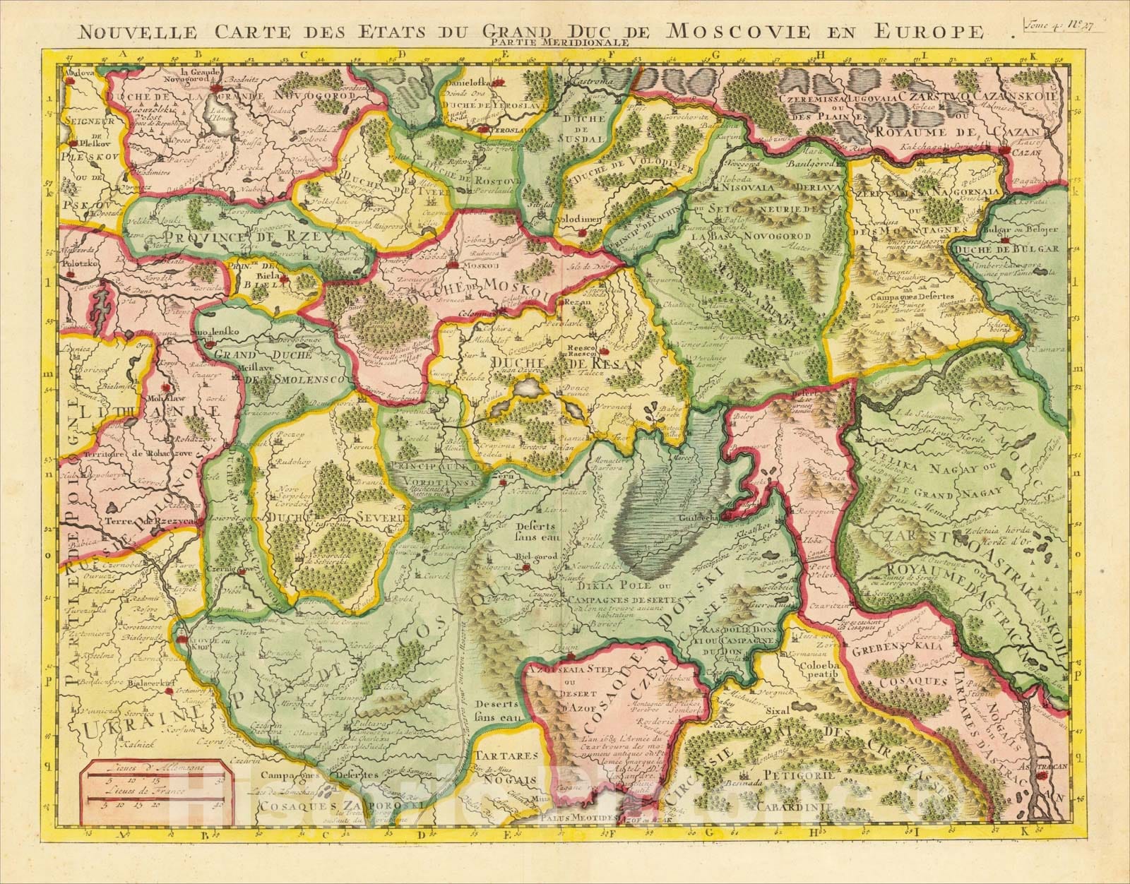 Historic Map : Nouvelle Carte Des Etats Du Grand Duc De Moscovie En Europe Partie Meridionale, 1714, Henri Chatelain, Vintage Wall Art