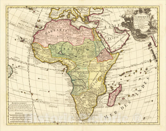 Historic Map : L'Afrique Dressee sur les Observations, c1730, Reiner & Joshua Ottens, Vintage Wall Art