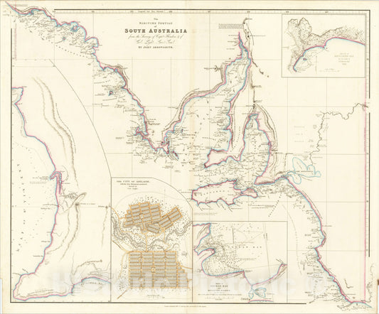 Historic Map : The Maritime Portion of South Australia, from Capt. Flinders & from more recent Sruveys made by the Survr. Genl. of the Colonies, 1839, Vintage Wall Art