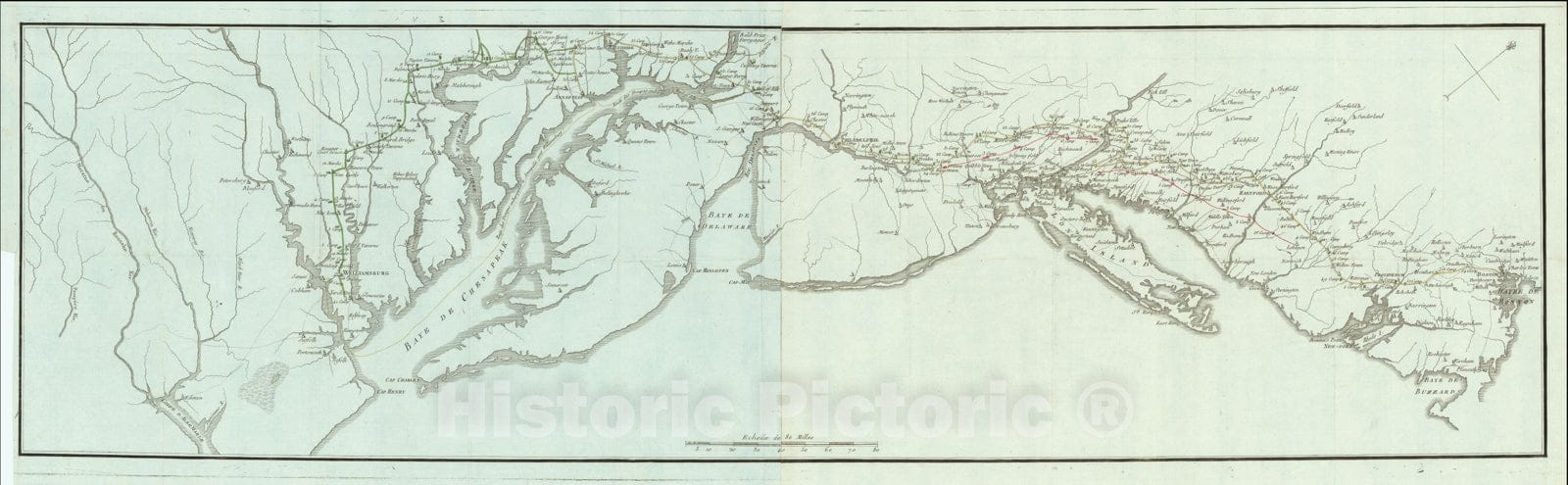 Historic Map : [Rochambeau's March from Boston to Yorktown], 1787, Henri Soules, Vintage Wall Art