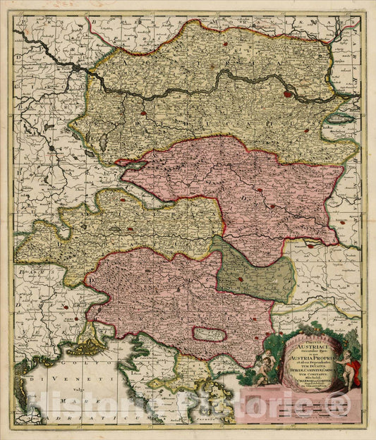 Historic Map : Circuli Austriaci Orientalior Pars; in qua Austria Properia et abea Dependentes, Tum Ducatus, Stiriae, Carintiae, c1695, Gerard Valk, v2, Vintage Wall Art