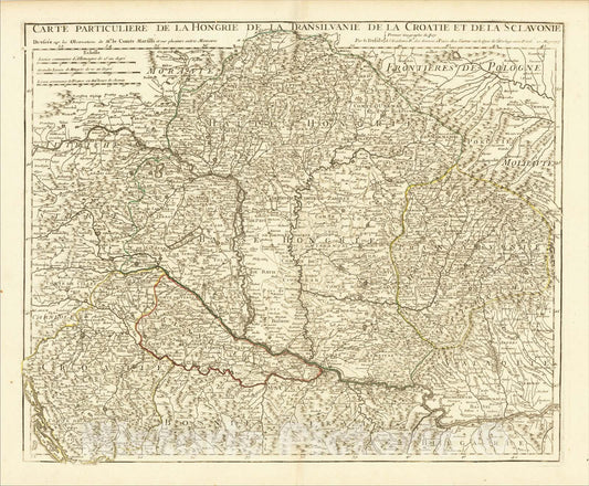 Historic Map : Carte Particuliere de la Hongrie de la Transilvanie de la Croatie et de la Sclavonie, 1717, 1717, Guillaume De L'Isle, Vintage Wall Art