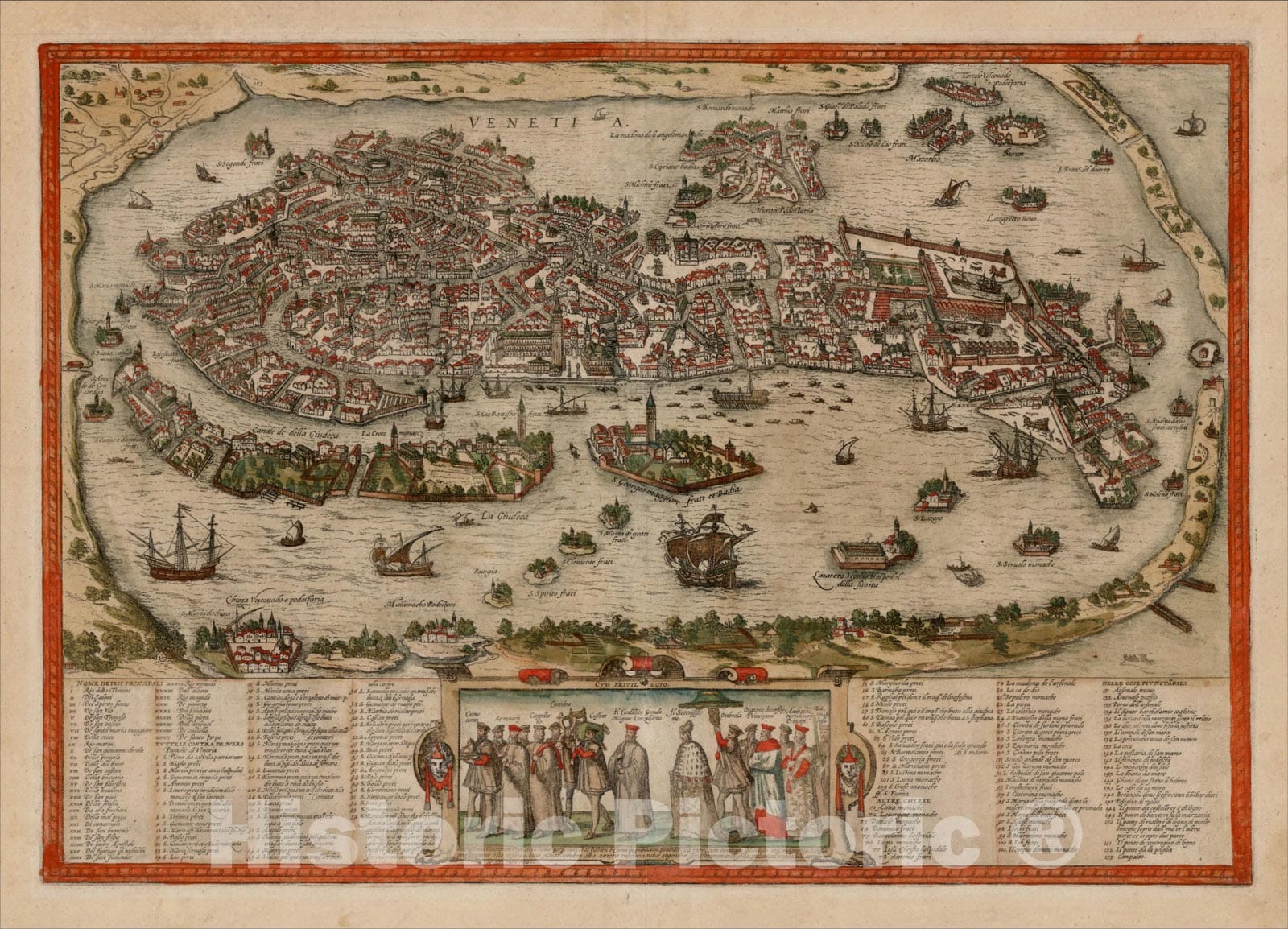 Historic Map : Venetia, 1572, Georg Braun, v1, Vintage Wall Art